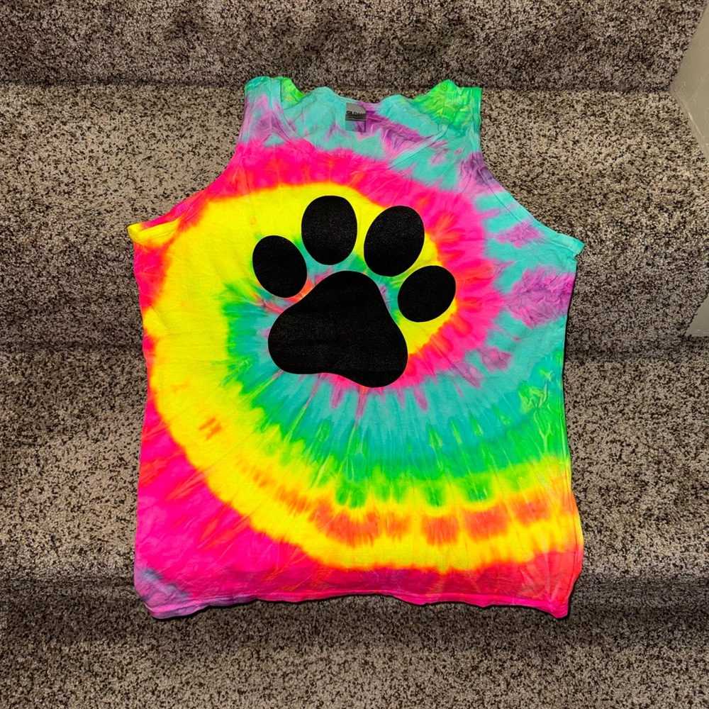 Tye Dye Dog Paw Tank